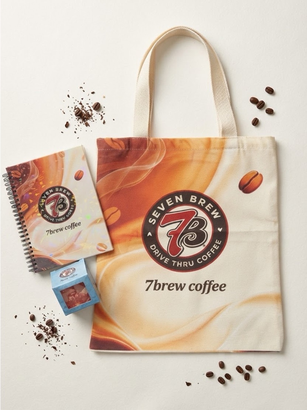 Branded Cream & Brown Canvas Tote Bag